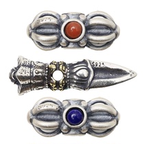 925 silver jewelry Tibetan sterling silver text play vajra pestle four-sided Buddha back cloud side hanging charm pendant accessories bracelet ornaments