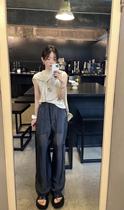 (What happened to the bird) Korean bud pants Shimmer glossy light fabric elastic waist pants