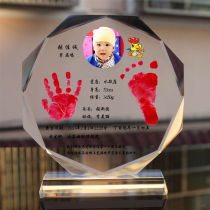 Crystal newborn infants and young children set up baby hand foot print 100 days full moon hand foot mark commemorative gift customized