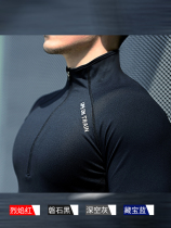 Autumn and winter fitness clothes breathable quick-drying plus velvet running training clothes elastic stand collar sports zipper tights men long sleeves