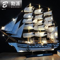 Real wooden sailing boat model Handicraft ornaments living room decoration wedding gift opening ceremony plain sailing decorations