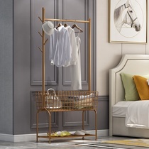 Simple coat rack Bedroom drying rack with frame floor-to-ceiling room bag household clothes folding rack