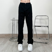 FILFR American vibe black micro-lake dressed wooden trousers for high street high street slim retro jeans