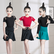 Latin dance clothes spring and autumn childrens competition uniforms girls split Latin dance dress professional children Latin dance clothes