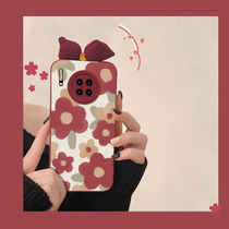 Huawei mate30pro mobile phone shell new 2022 New Year wine red butterfly knot mate20pro womens all-bag anti-fall tide curved surface screen personality creative liquid soft silicone net red protection