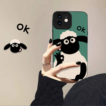 Apple 12 phone shell new iphone12promax womens liquid silicone 12mini all-bag border fall 2022 Green Little Sheep Shawn cute cartoon senior sensation little crowdsourced