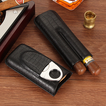 Cigar Leather Case Portable Cigar Case Leather 2 Pack Cigarette Case Send Cigar Cut Cigar Case Humidor Box Exquisite Gift Box
