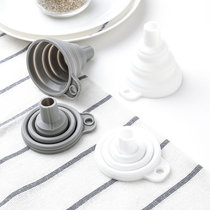 Kitchen silicone folding telescopic funnel household liquid separation small caliber refueling portable mini split cone oil spill bucket