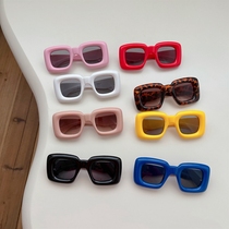 2023 Korea ins and women children fashion European and American candy color thick rims box sunglasses sunglasses tide
