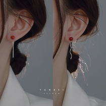 Red Zhu Sands Ear Line Womens Pure Silver Light Extravaganza New Fashion New Year Earrings Small Crowdclass Senior Sense Atmospheric Temperament