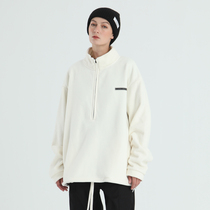 SIMPLE RIMLESS country tide zipper fleece sweater men winter loose velvet half high collar warm top