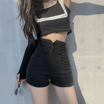 Buttock black denim Super shorts female summer hot girl 2021 new super high waist tight slim stretch hot pants