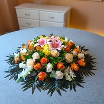 New special large hotel silk flower electric turntable floral decorative flower arrangement flower arrangement round table flower table flower decoration flower arrangement flower