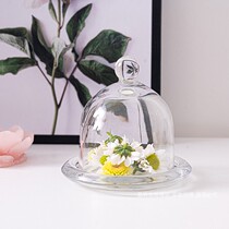 Unleaded glass butter cover round snack plate pastry dust box jewelry eternal flower storage box lemon cover