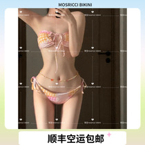 moricci thai candy color cute bikini girl small clear new strap triangle small chest with chest cushion waist chain