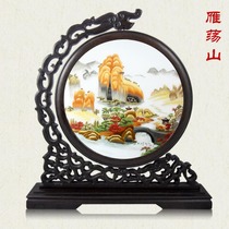 Wenzhou Ou Embroidered Mountain Panda Pure Handmade Embroidery Technique Double-sided Embroidered and Pendulum Pieces Gift Zhejiang Featured Gift