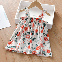 Girls  tops Floral suspender small shirt summer new Korean version of simple summer clothes female baby loose thin clothes sweet