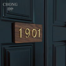 CHONG brass house number plate household luxury listing digital stickers creative door decoration wooden wooden