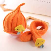 Baby hat autumn and winter scarf one-piece set Boys and Girls baby winter cute super cute spiky wool hat