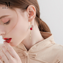 Fu Zi Tassel Earrings Female 2022 New Year Festive New Year New Earrings Long Temperament Advanced Red New Year Earrings