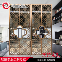 Large thickened solid aluminum carved rose gold shaped hollow lattice decorative partition hotel screen decoration background
