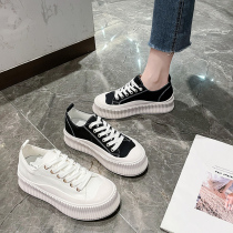 Thick-soled canvas shoes womens 2021 new summer thin womens shoes burst biscuit casual board shoes summer muffin white shoes