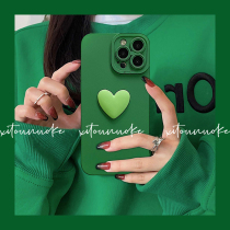Retro green love is suitable for iphone13 Apple 11 mobile phone case 12promax stereo xs silicone soft shell xr simple girl new all-inclusive border anti-fall protective cover