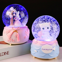 Transparent crystal ball music box glass ball childrens birthday gift Halloween girl dream music box ornaments