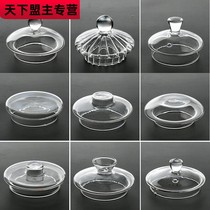 Heat-resistant glass tea set accessories tea lid tea leak 5 lids teacup lid glass lid flower tea lid