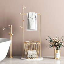 Nordic bathroom shelf shelf floor toilet bath towel storage rack iron light luxury toilet towel rack Net Red