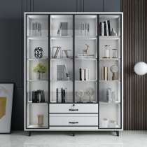 Nordic bookcase glass door floor-to-ceiling white display cabinet simple modern locker with door bookshelf combination
