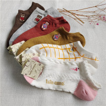 Meta Single Miscellaneous cute Cute Cartoon Embroidery Tutu*an Pure Cotton Breathable Suction Sweat Boat Socks Short Stocking Socks Low socks Sox socks