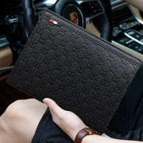 Casual Hand Grab Bag 2021 New Soft Leather Black Small Square Bag Men Clip Bag Large Capacity Flat Bag Personality Wallet