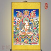 Solemn White Tara Bodhisattva portrait Zengshou save fo mu thangka fo xiang hua fo tang si chou hua scroll paintings