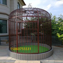 Wrought iron park scenic area large peacock cage ornamental decoration golden steel parrot plus net decoration outdoor large bird cage