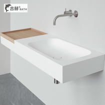 Round matte artificial stone one-piece basin washbasin sink sink sink sink sink basin under the table basin customization