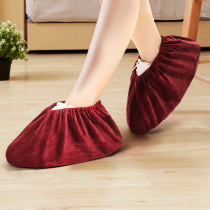 Flannel shoe covers Home indoor room laboratory can be repeatedly washed and resistant to tension breathable and thick non-slip wear-resistant foot cover