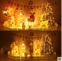 Christmas snow house glowing elk outdoor hotel shopping mall hotel large scene window beautiful decoration layout