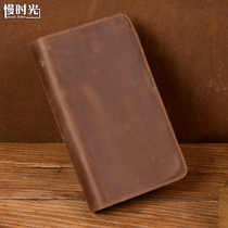  Slow time retro handmade Crazy horse leather handbag Business wallet Long wallet First layer cowhide zipper clutch
