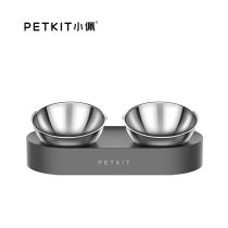 Small Pep Cat Bowl double bowl Cat Food Basin Stainless Steel Cat Food Bowl Transparent Non-slip Protection Spine Slop Saliva Bowl Canned Bowl