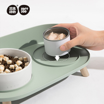 SOFTZOO cat bowl dog bowl double bowl ceramic protection cervical vertebra water bowl cat food canned food basin anti-leakage food anti-knock