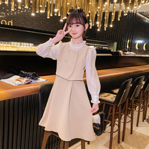 Girls dress autumn dress foreign children 2022 new Korean version of the internet red long sleeves spring and autumn holiday two princess skirts