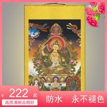 HD portrait of Manjushri Bodhisattva Silk material Thangka Buddha painting Buddha hall living room decorative painting Silk scroll hanging painting
