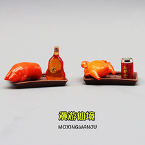 1:12 simulation food Mini roast duck cans foreign wine roast pigs trotters food play supermarket a set of toy ornaments model