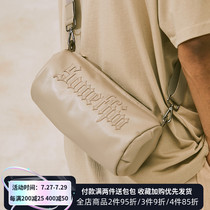 CHIGGALAB22SS Gothic letter with cloth embroidered PU leather American casual pure colour inclined cross barrel with street tide