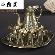 Saint Western Europe Antique Jujue cup Wine gifts Crafts Bronze Chinese household liquor pot Spirits cup set Wedding