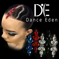 DanceEden Ai Ai headdress retro Latin dance modern dance white AB color diamond red treasure blue and black performance vintage