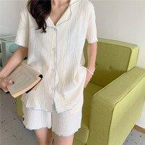 Age-reducing and resistant models~Simple and clean cotton pajamas womens summer sweet short-sleeved shorts are comfortable to wear outside