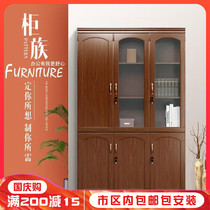 Office filing cabinet wooden data Cabinet background cabinet glass door bookcase with lock office cabinet floor-to-ceiling lockers