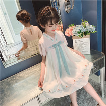 British girls Hanfu 2021 summer new childrens Tang dress skirt girl improved Chinese style dress foreign style